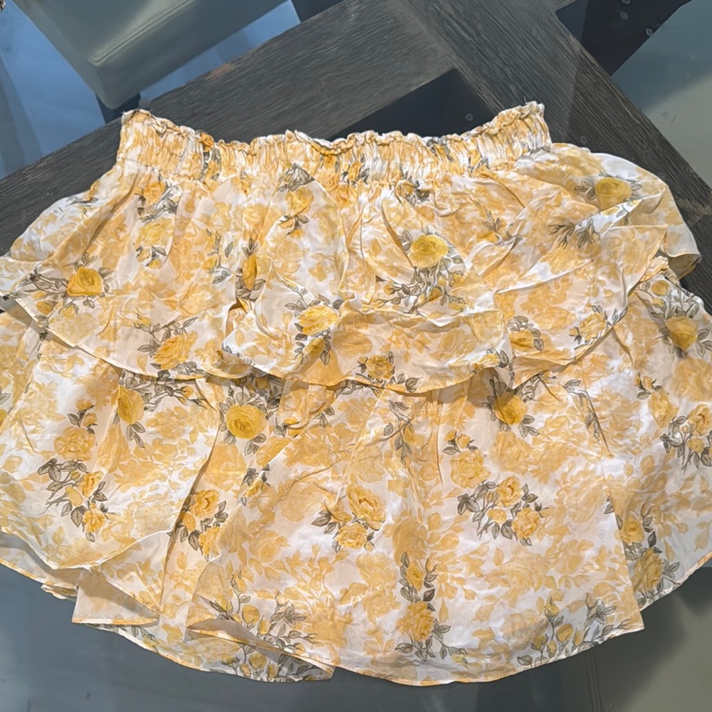 Authentic LoveShackFancy Ruffle Mini Skirt in Lemon Daydream
